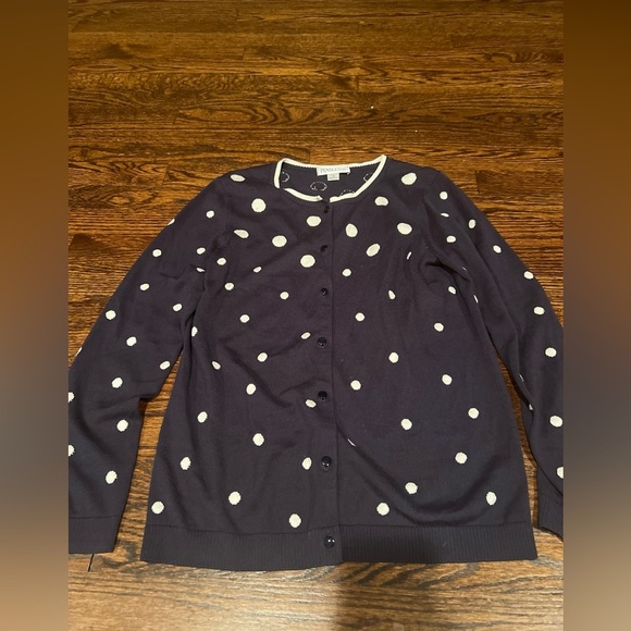 Pendleton Women’s Silk Cardigan Sweater Button Front Polka Dot Navy Blue Sz M - Picture 1 of 4